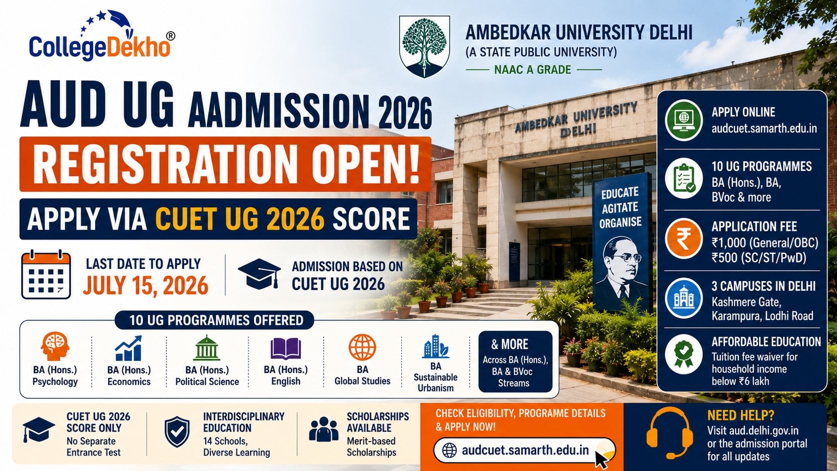 Ambedkar University Delhi UG Admission 2026 Registration Open: Apply ...