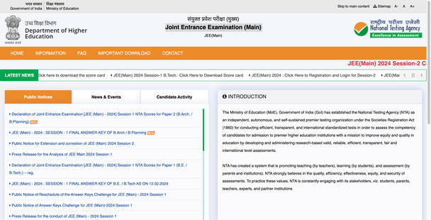 JEE Main 2024 City Intimation Slip Session 2