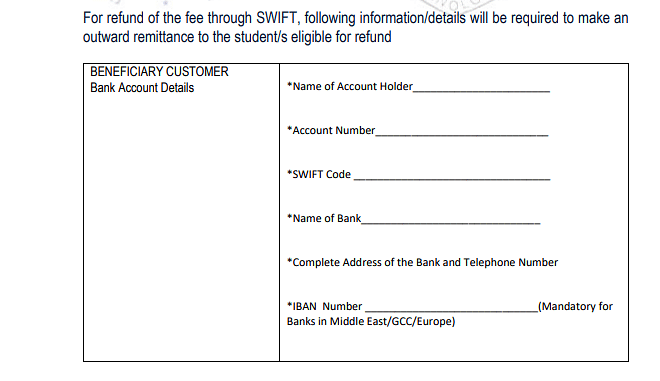 DASA SWIFT Refund Form