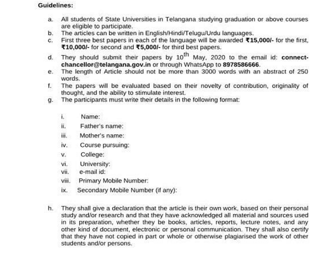 Guidelines Regarding Connect Chancellor Programme