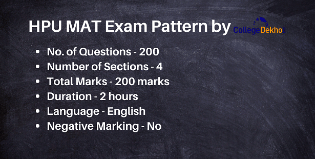 HPU MAT Exam Pattern: Number of Questions, Number of Sections, Total Marks, Total Duration, Negative Marking in HPU MAT