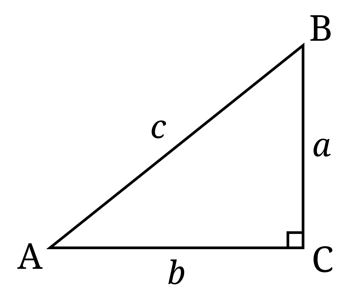 Right Angle Triangle with Sides AB, BC and CA