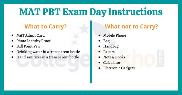 MAT PBT Exam Day Instructions
