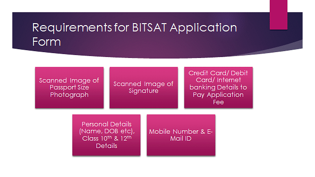 Requirements for BITSAT Application Form/ Registration