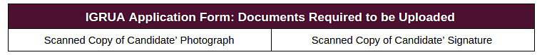 Documents Required for IIGRUA Registeration