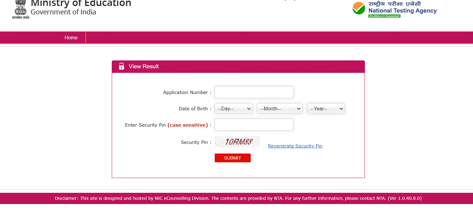 NEET UG 2022 result page