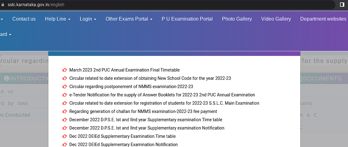Karnataka 2nd PUC Time Table 2023 Notice