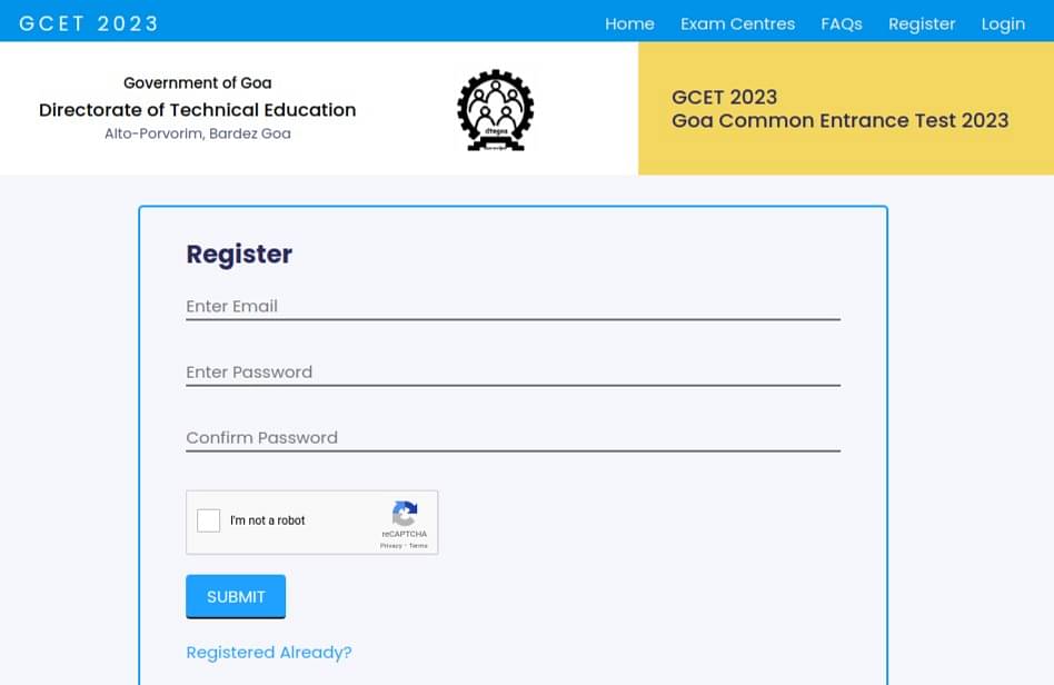 gcet registration window