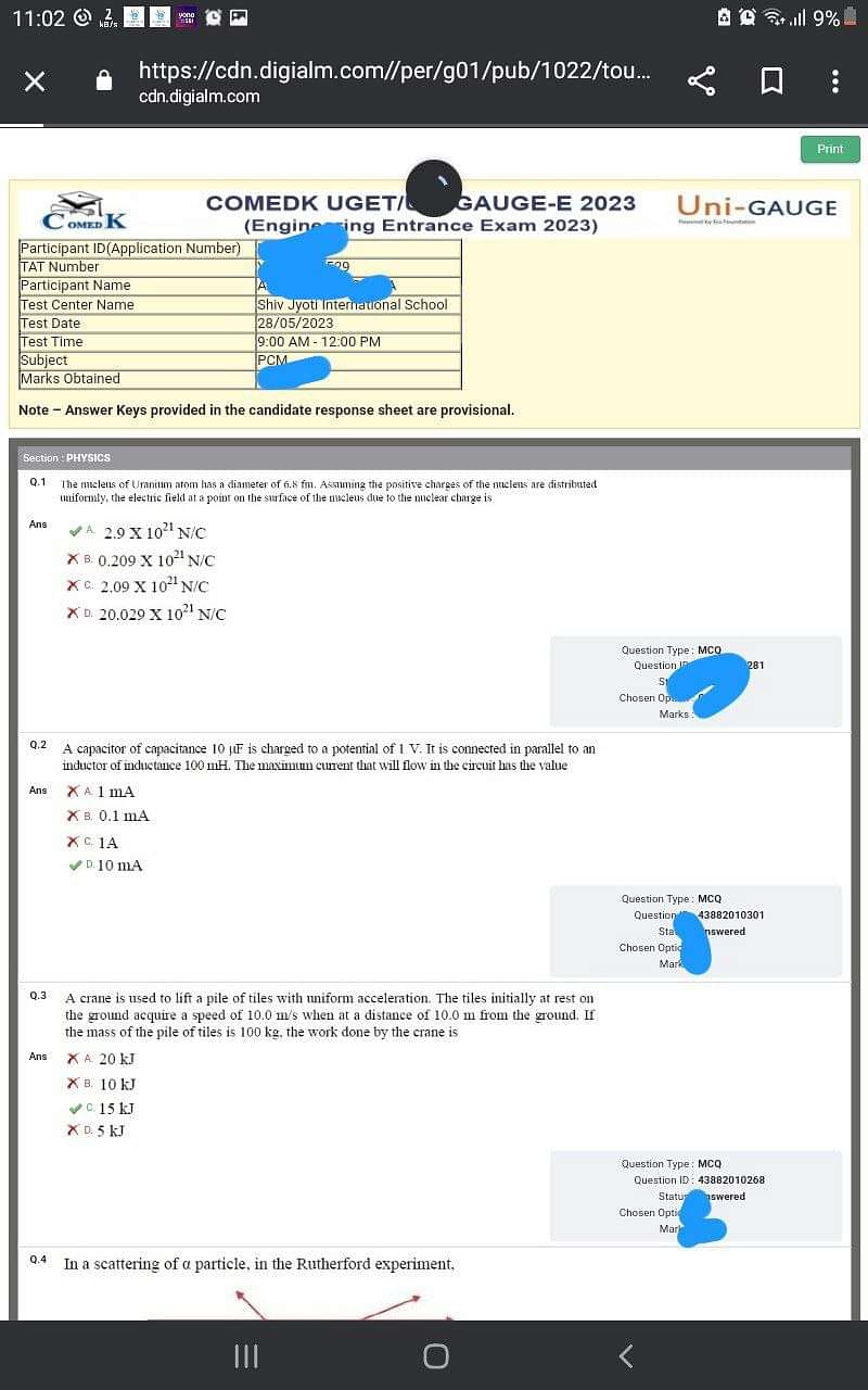 COMEDK answer key 2023