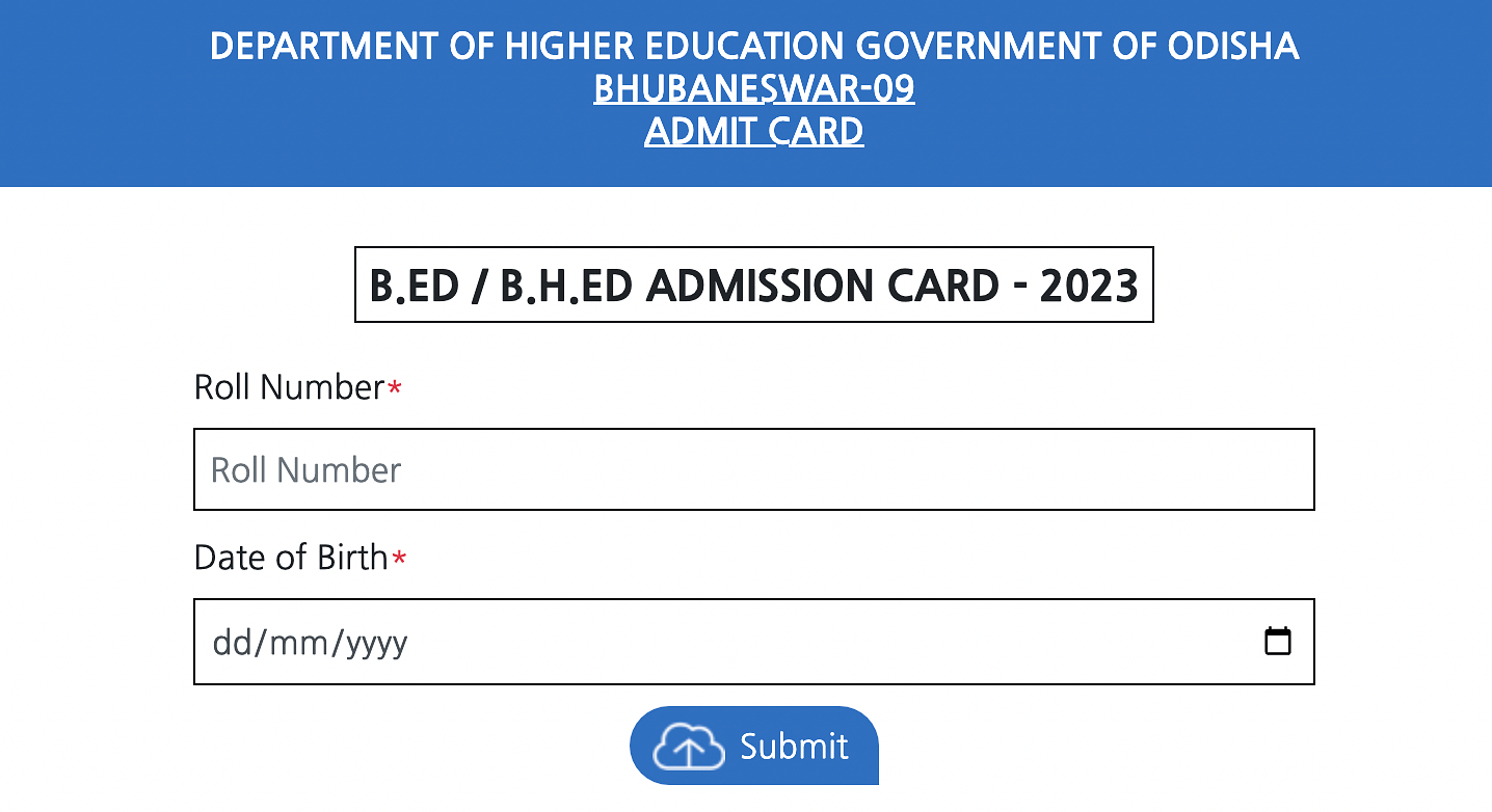 Odisha B.Ed Entrance Exam 2023 Admit Card
