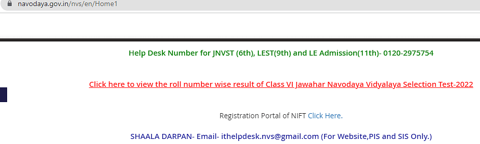 Jawahar Navodaya Result 2024 Class 9 in Hindi 