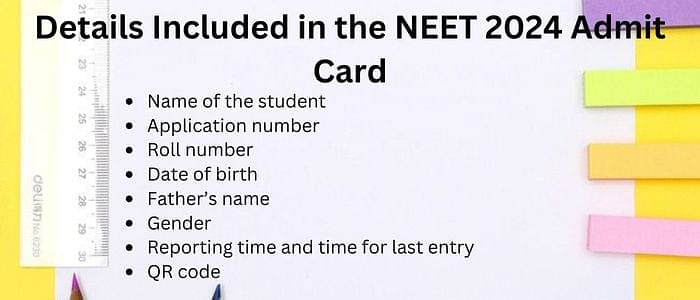 Details Included in NEET 2024 Admit Card