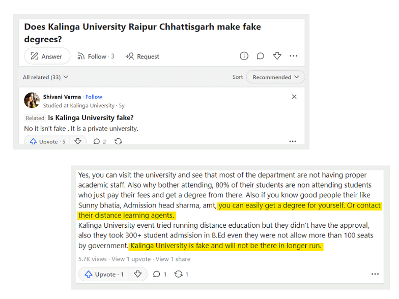 Does Kalinga make fake degrees?