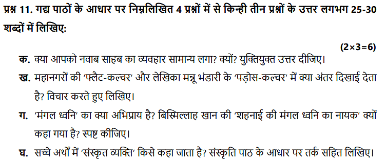 cbse class 10 hindi important questions