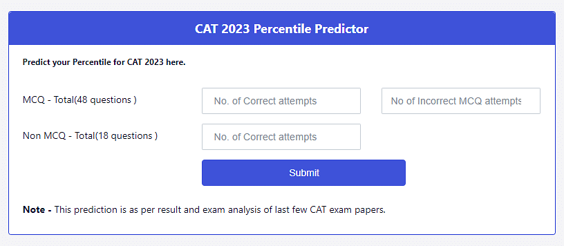 CAT 2023 Percentile Predictor