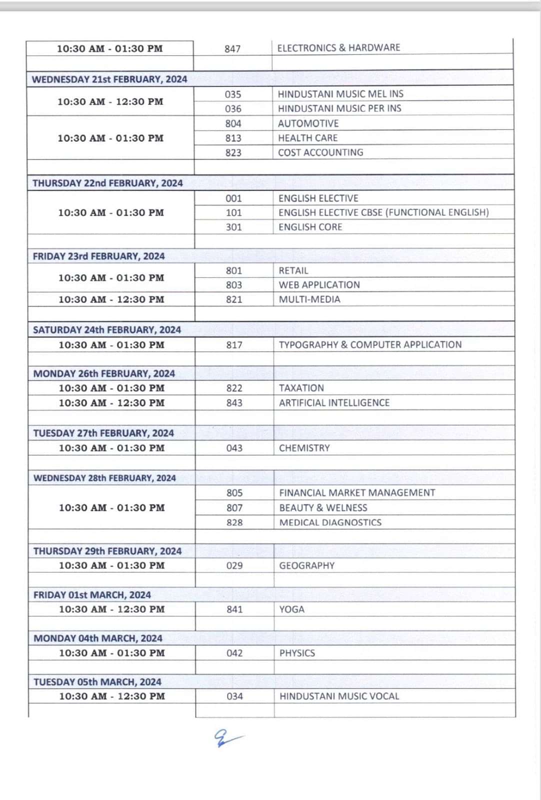 CBSE Class 12 Date Sheet 2024 Released Download subjectwise exam