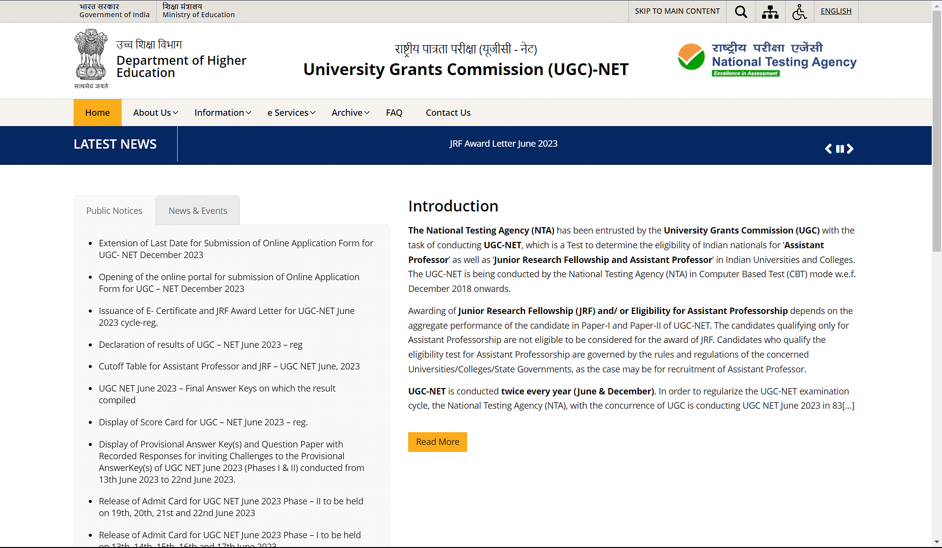 UGC NET Official Website