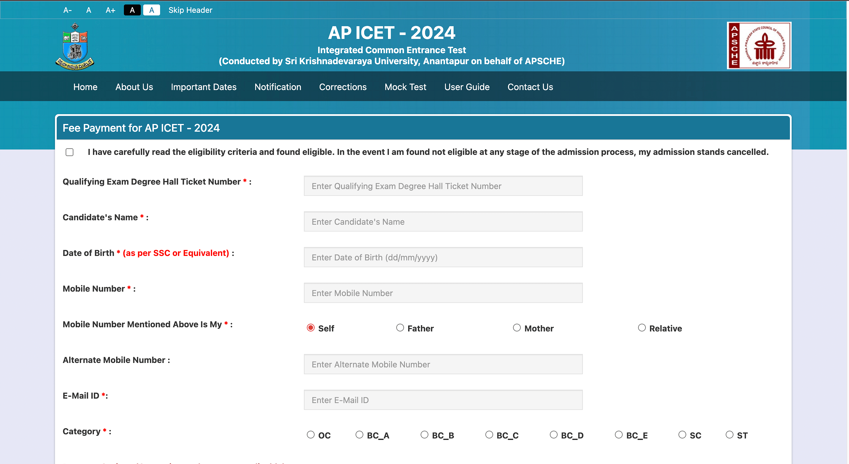 AP ICET Registration 2024