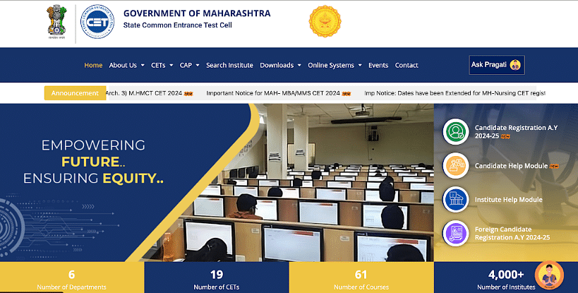 MAH MBA CET homepage