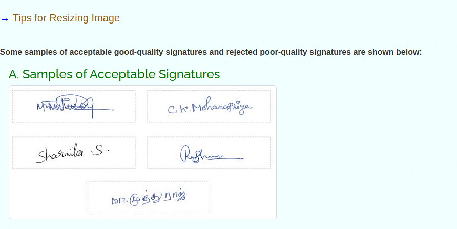 IIT JAM Application Form 2025 Samples for Signature in 