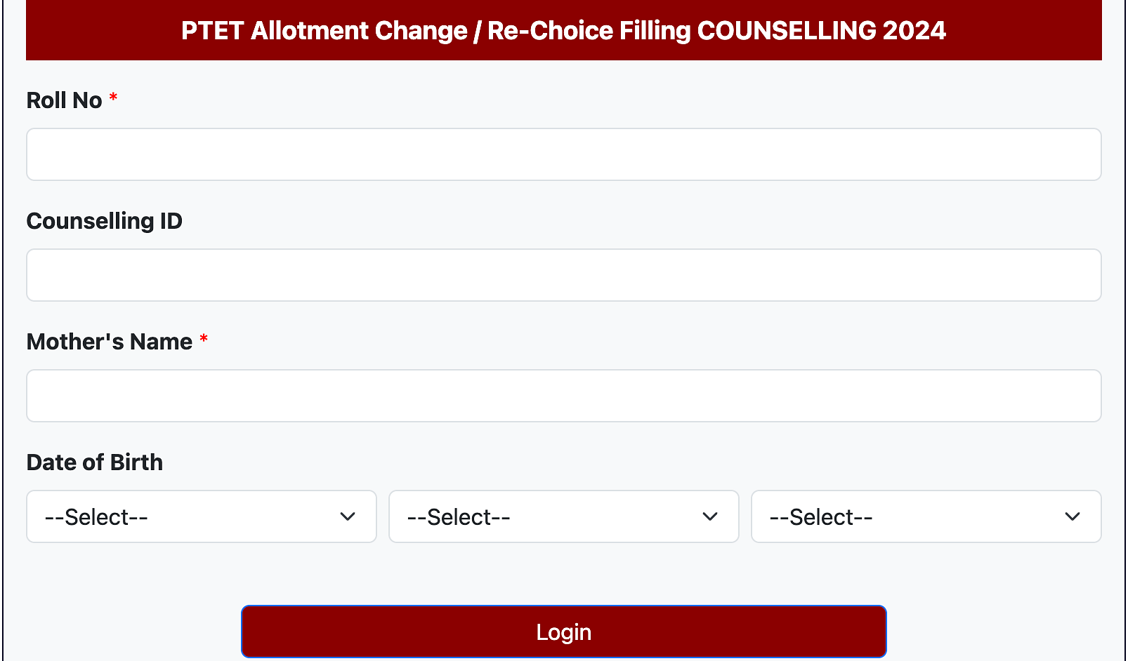 PTET 2024 Choice Filling