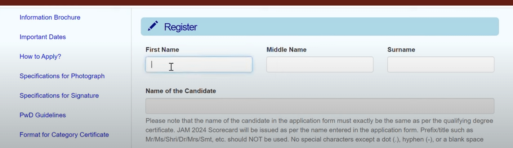 IIT JAM Registration Window 2025