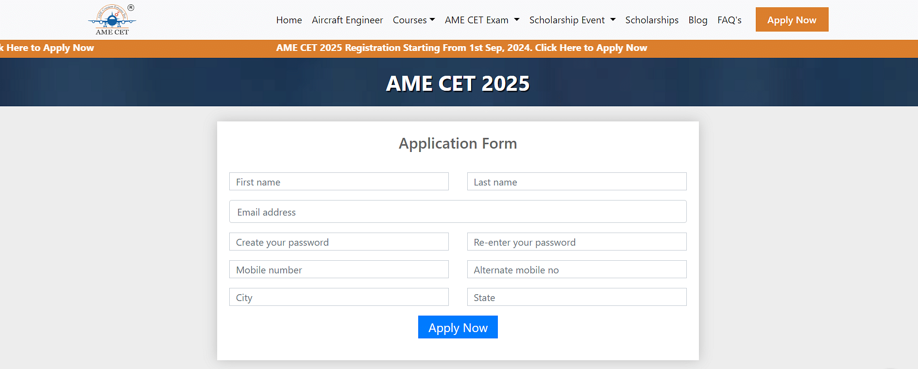 AME CET 2025 Application Window