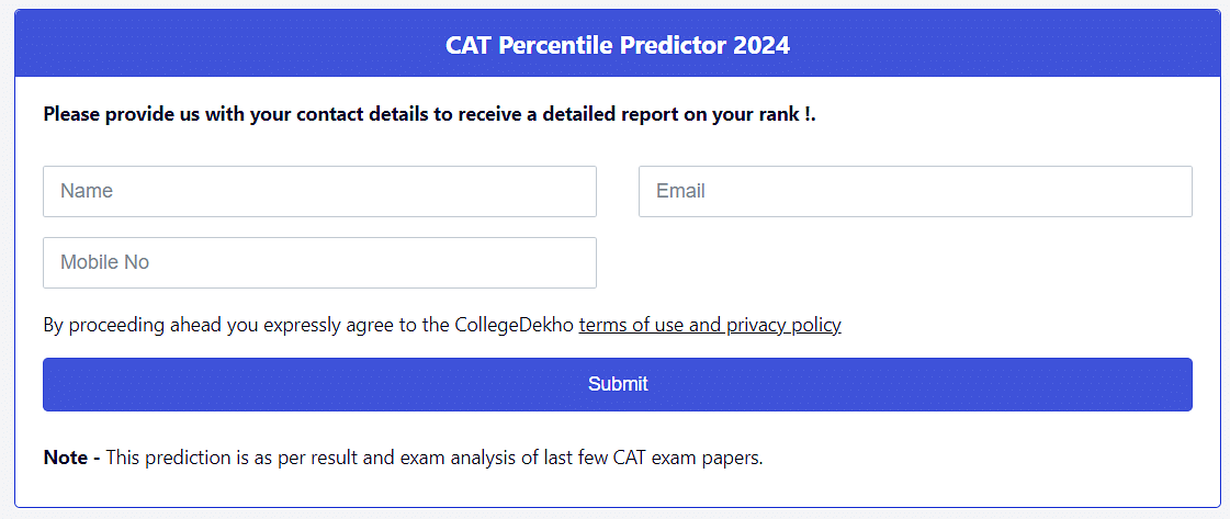 CAT Percentile Predictor 2