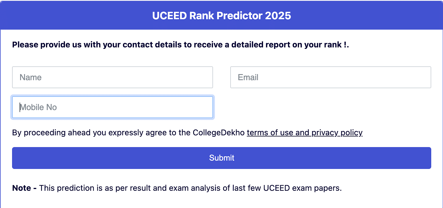 UCEED 2025 Rank Predictor