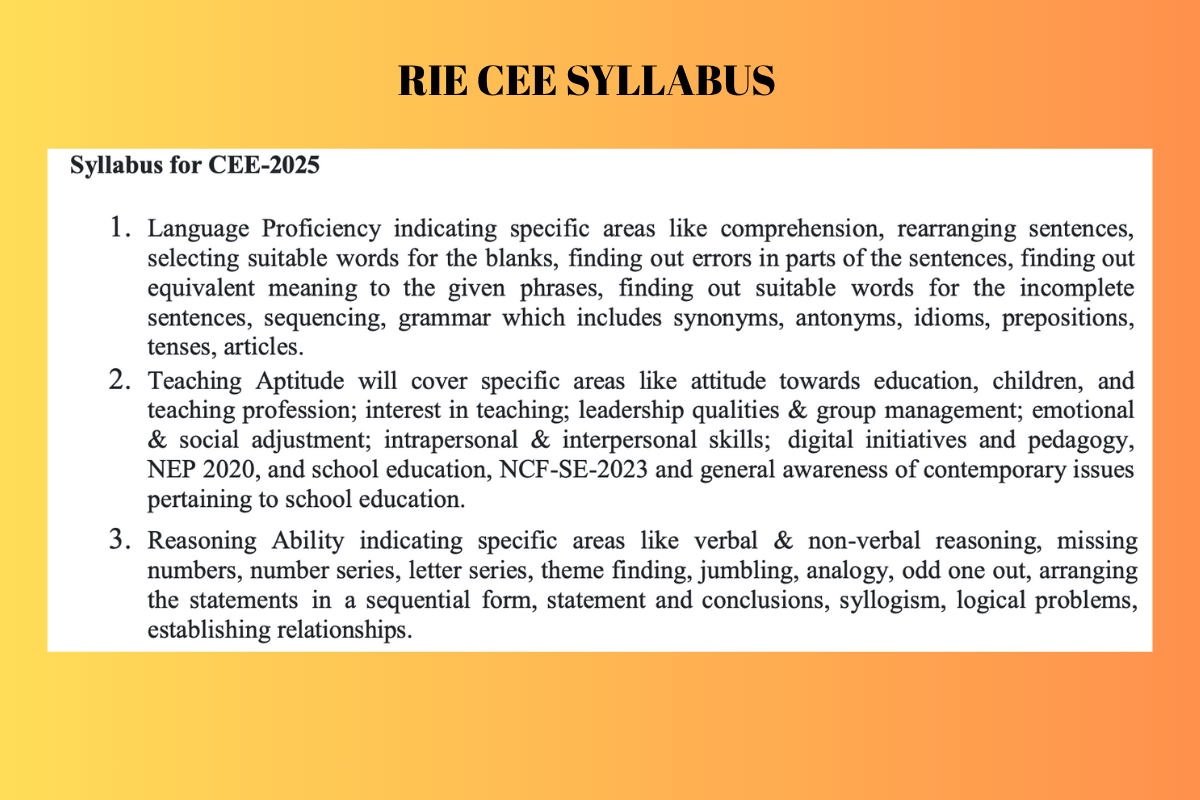 RIE CEE 2025 SYLLABUS