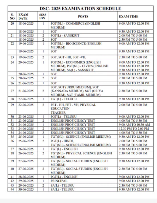 AP DSC Schedule 2025 2