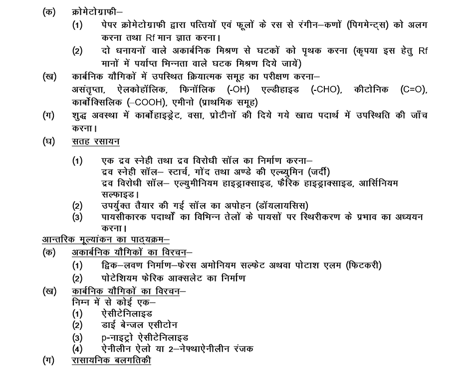 UP Board Class 12 Practical Exam Syllabus 2026 for chemistry