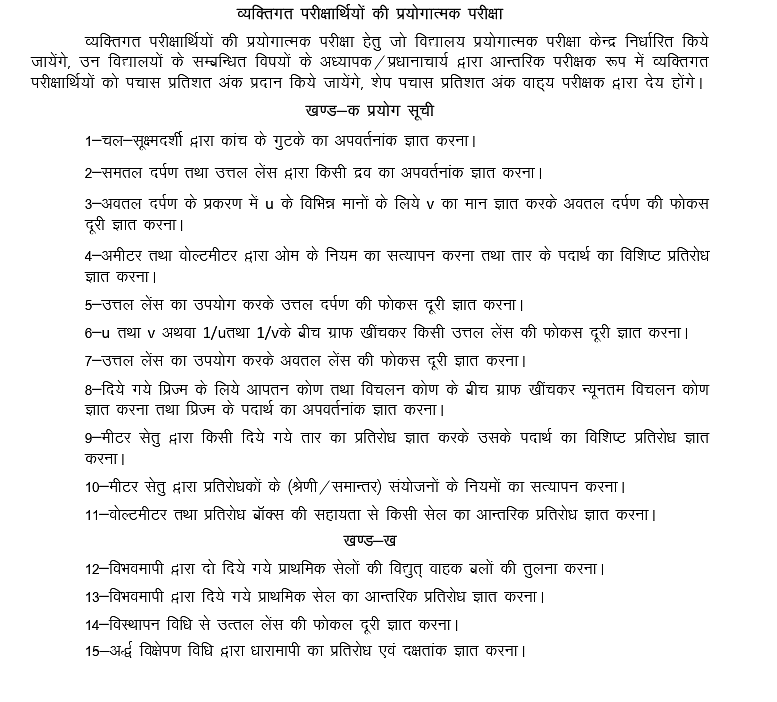 Physics practical syllabus