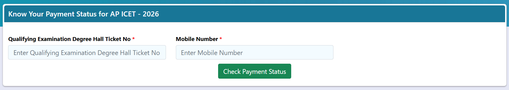 AP ICET application fee payment status 