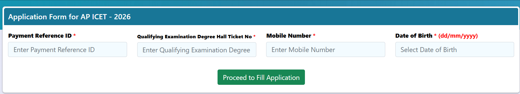AP ICET application form fill up