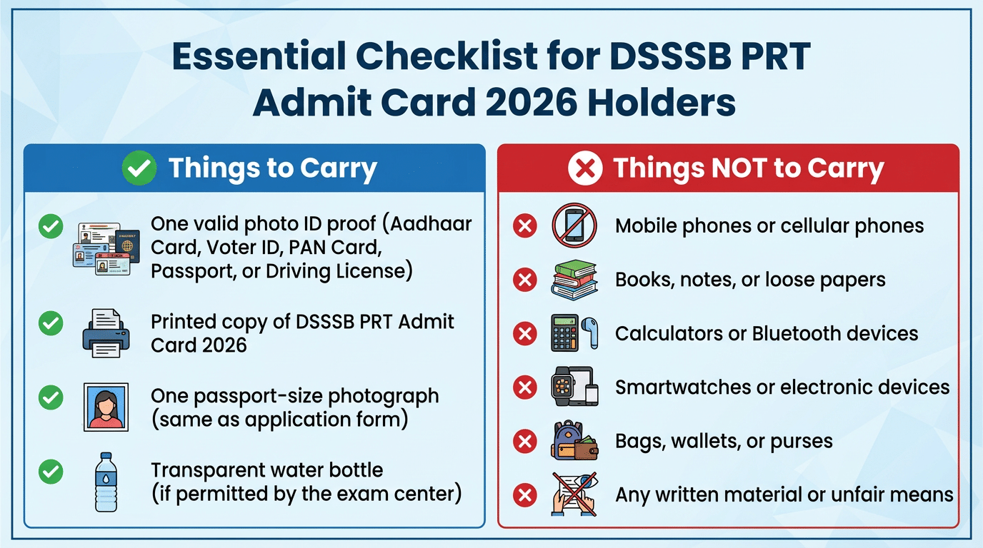Essential Checklist for DSSSB PRT Admit Card 2026 Holders