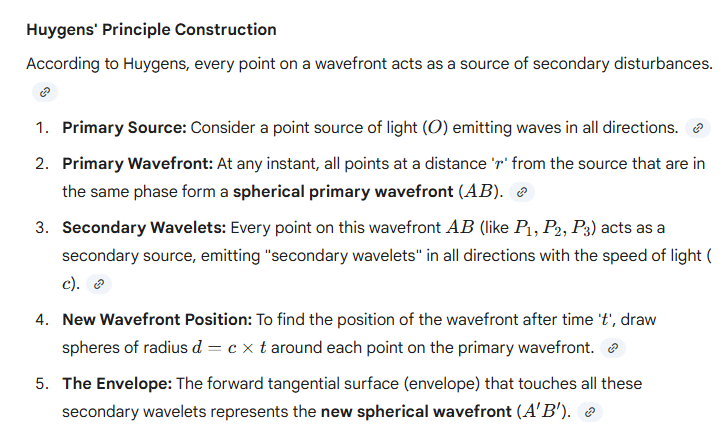 Explain the construction of a spherical wavefront by using Huygens’ principle.