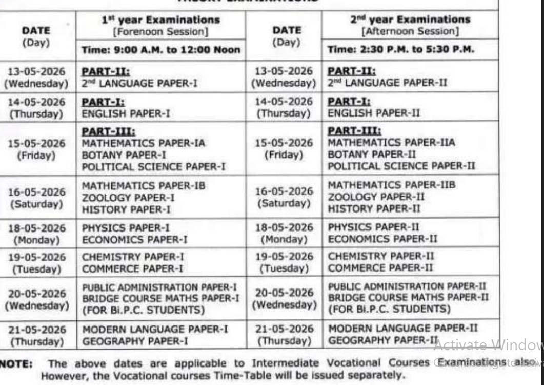TS Inter Supplementary Exams 2026